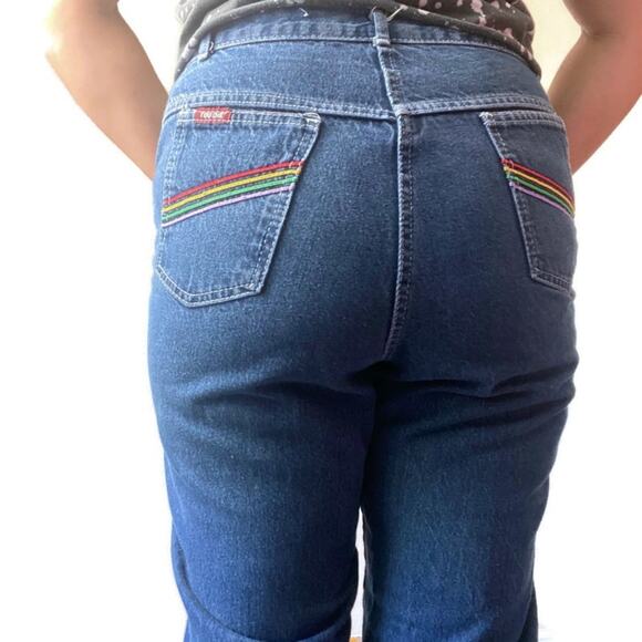 Vintage Rainbow Pocket High Rise Straight Leg Jeans Size 32 - Picture 1 of 5